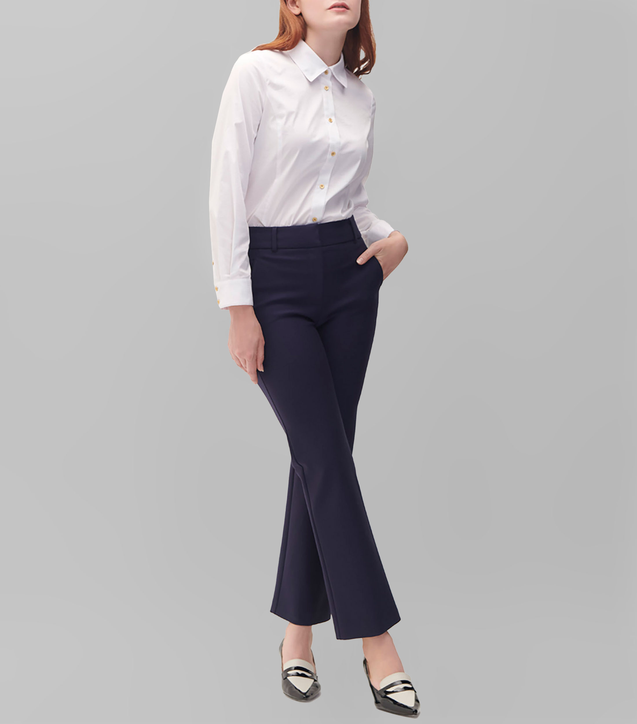 Pantalón Confort Azul Marino Recto Mujer